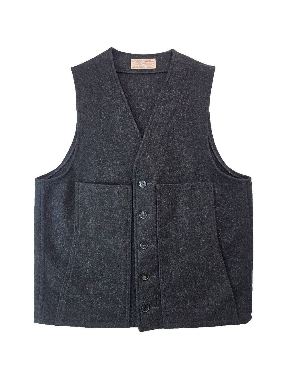 Filson Vintage Charcoal Black Virgin Wool Mackinaw Vest Mens Size Medium M